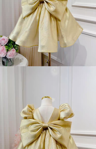 Robe de princesse unie avec nœud pour filles, nouvelle collection 2025, haut de gamme, pour <span class=keywords><strong>mariage</strong></span> et anniversaire d'un an - Product Image 5