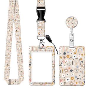 Clip de fixation rond en époxy motif fleur arc-en-ciel transfrontalier avec boucle rétractable à tirage facile et cordon détachable pour badges nominatifs - Product Image 1