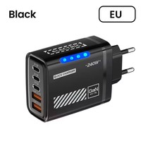 Colokan AS/EU Pengisi Daya Multi-Port 240W 3C+2U Adaptor Pengisian Cepat PD