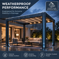 Kit de pergola rétractable en aluminium à toit à lamelles motorisé 4x3m, norme CE, pour jardin, patio, usage commercial