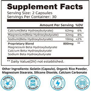 อาหารเสริม Keto คุณภาพสูงรองรับสุขภาพสำหรับผู้ชายและผู้หญิง60แคปซูลแคปซูลแคปซูล - Product Image 3