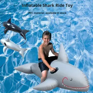 Flotteur de piscine Black Shark, chaise longue gonflable en forme de requin pour adultes, hommes, design animal cool, radeau de natation - Product Image 2