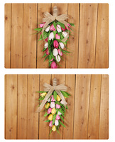 Couronnes décoratives en gros, plantes, tulipes, anneaux floraux lumineux en mousse, pour porte d'entrée, fêtes, mariages, décoration murale, fleurs artificielles