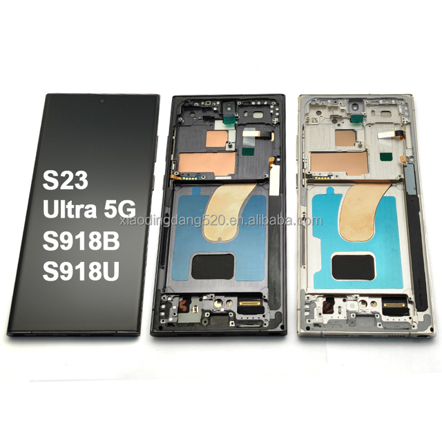 S23U 6.67 Inch Cell Phone Replacement Assembly LCD Touch Display OLED S23 Ultra 5G Display Screen Frame for Samsung Galaxy S918U