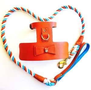 Stylish Handmade Genuine Leather <b>Dog</b> <b>Harness</b> Cute Small <b>Dogs</b>| High End Quality Gifts for <b>Puppy</b> Boys and Girls Pets - Orange - Product Image 3