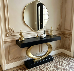 Irregular Wall Mirror Gold Frame Console Mirror Modern Decorative Vanity Mirror for Living Room Entryway Bedroom - Product Image 4