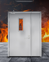 Porte coulissante d'urgence en acier inoxydable ignifuge pour écoles et hôpitaux, surface finie résistante au feu