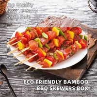 Brochettes de barbecue jetables en bambou Eco Bamboo Era - Bâtonnets écologiques antiadhésifs à long manche poli pour le camping et l'extérieur (lot en vrac)