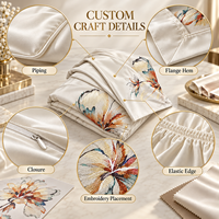 Parure de lit 3 pièces en coton brodé Alenhome Rosette, design personnalisé, certifiée Oeko-Tex, drap-housse extra profond, taie d'oreiller, OEM ODM