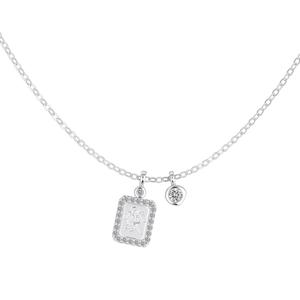 Dylam Joyería Fina de Moda, Cadena de Plata 925 con Zirconia 5A, Collares con Colgante de Palabra China que Significa Enriquecerse para Mujer - Product Image 1