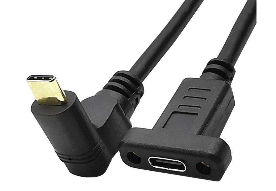 BUHB Câble USB C 3.1 Mâle Vers USB Femelle, Plaqué Or PD100W Rapide à Angle Droit 4K à 60 Hz Câble D'extension USB C Résistant à L'usure Pour Consoles