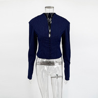 Blazer élégant et décontracté pour femme, coupe ajustée, col en V, manches longues, style formel, simple boutonnage, idéal pour le bureau – Vente en gros