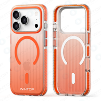 Coque de téléphone Wintop en TPU noir transparent avec panneau arrière en PC pour anneau magnétique, antichoc, anneau lumineux pour la série 17 Liquid