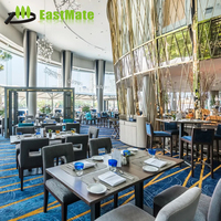 Ensemble table et chaises de salle à manger moderne et minimaliste pour hôtel-resort, 8 personnes, rond, durable, mobilier commercial, ensemble complet