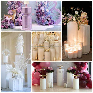 Decoración DE BODA suave, diseño elegante de PVC blanco, juego de zócalo de exhibición de pasteles, soporte de zócalo para decoración de eventos de boda - Product Image 2