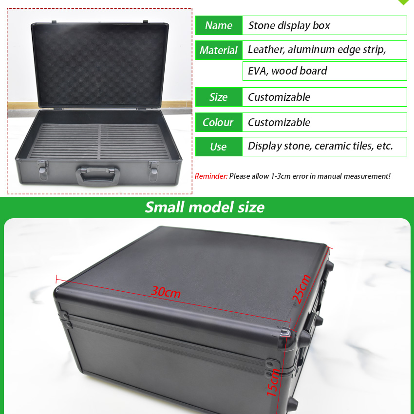 New Design Wholesale Ceramic Stone Quartz Graniteproduct Suitcase Retail Outside Floor Tile Display Sample Case