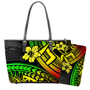 Elegante Polynesian Tribal Hawaii Tropical cuero monederos con cremallera Cartera de lujo señoras bolso de mano personalizado bolso de hombro de las mujeres - Product Image 2