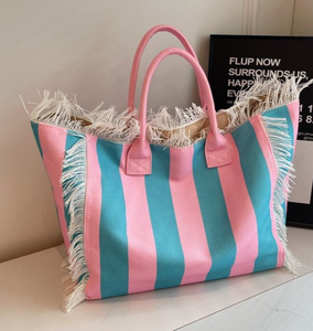 Sac de plage tendance pour femmes, grand sac en toile avec chaîne, motif de lettres Kaifeng, portefeuille de loisirs, sac à main de plage d'été - Product Image 5