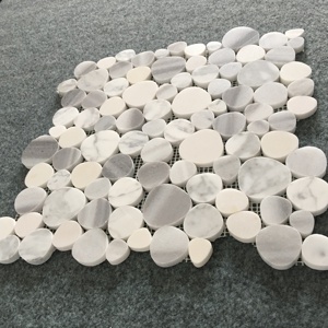 Luxury Moonbeam Đá Cẩm Thạch Trắng Đánh Bóng Pebble Thiết Kế Mosaic Lò Sưởi Tường Trang Trí Gạch Mosaic - Product Image 2