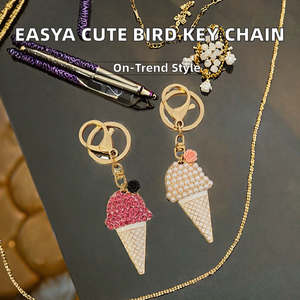 Porte-monnaie de luxe pour femme <span class=keywords><strong>EASYA</strong></span>, porte-clés mignon en alliage avec strass en cristal, pendentif oiseau moineau, style dessin animé tendance - Product Image 2