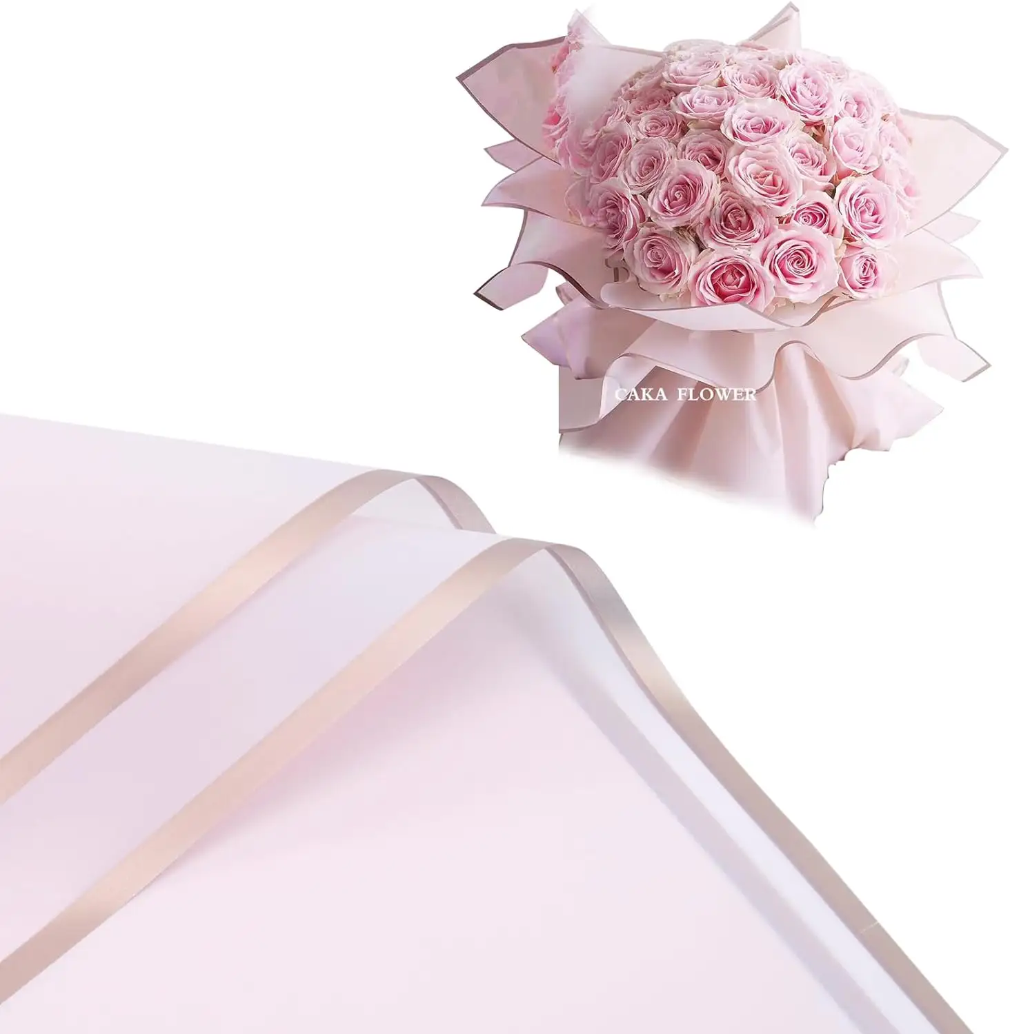 20PCS 프레임 라인이있는 한국 젖빛 포장지 진주 반투명 플라스틱 선물 꽃 랩 장식