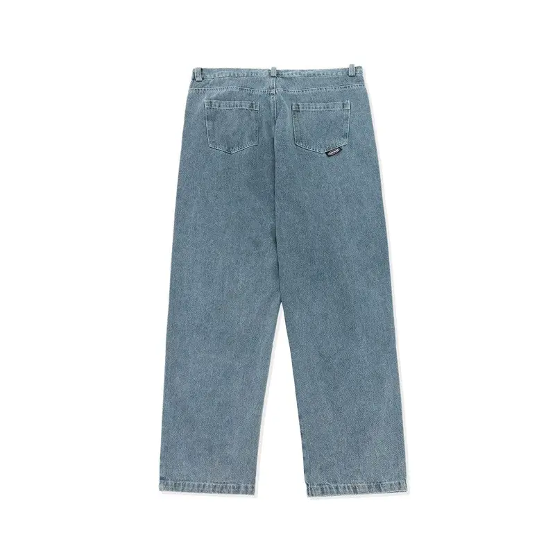 Crazymaker Tùy Chỉnh Thời Trang Đường Phố Người Đàn Ông Jeans Baggy Thư In Ấn Lỏng Thẳng Cổ Điển Cao Đường Phố Rửa Jeans