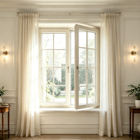Ventana Moderna de Aluminio Negro con Rejilla Decorativa y Manija Dorada, Ventana de Casa con Rotura de Puente Térmico