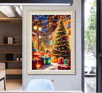 Arbre de Noël Cadeau Diamant Art Peinture Kit pour Débutants Points Ronds Diamants Pierre Mur Art