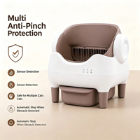 Litière Intelligente pour Chat en ABS et PP, 10,5 L, Contrôle par Application, Modes Automatique et Manuel, Anti-Pincement Infrarouge, Plateau Ouvert, Toilette Auto-Nettoyante pour Chat, Vente Directe Usine