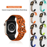 Bracelet de montre en silicone élastique avec motif léopard gravé pour Apple Watch Series 9 Ultra, plusieurs tailles disponibles
