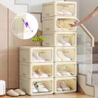 Boîte de rangement à chaussures pliable en plastique PP transparent de style européen, anti-poussière, épaissie, gain de place, organisateur de dortoir