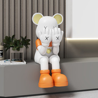 Grande décoration en résine d'ours violent pour le salon, à placer près du meuble TV, du canapé, ornement d'ours kawaii artistique peint à la main