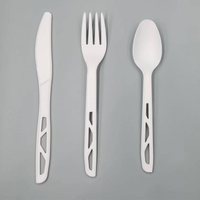 Fourchette CPLA 6,5 pouces jetable biodégradable, manche creux diamanté classique pour salades, pâtes et plats à emporter