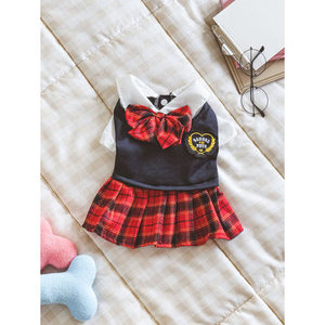 Uniforme escolar de una pieza de alta calidad, disfraz para mascotas, ropa para perros de estilo occidental con temática navideña hecha de Jean y fibra - Product Image 1