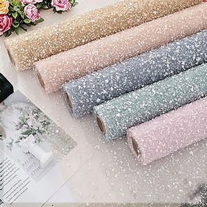กระดาษห่อดอกไม้สไตล์เกาหลี ตกแต่งด้วยผ้าตาข่ายลายดอกไม้ พร้อมจุดสีขาว สำหรับห่อช่อดอกไม้ DIY - Product Image 1