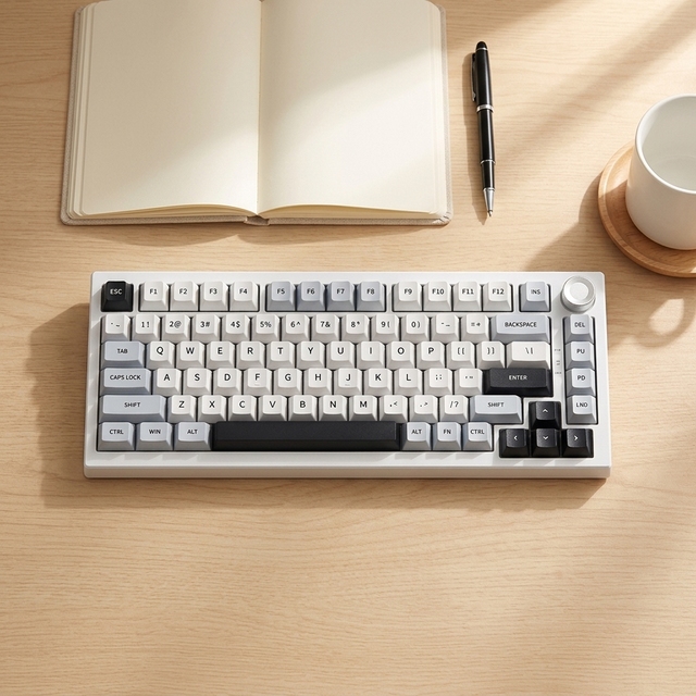 Keywin K81 Customized Three-mode Mechanical Keyboard RGB Backlit Waterproof Side-etched Wireless for Office and Gaming E-sports