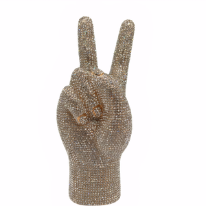 Pochette de soirée pour femme, style mode, avec cristaux Victory et strass brillants motif geste 'Yeah', pour boîte de nuit, bar et rendez-vous - Product Image 1