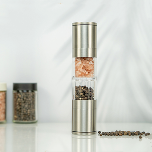 <span class=keywords><strong>2</strong></span> in 1 Set di macina spezie trasparente per macina sale e pepe ben progettato con nucleo in ceramica - Product Image 1