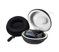 Boîte de rangement pour montre en EVA rigide noire avec fermeture à glissière, entièrement protectrice, portable, anti-chute, emballage cadeau pour bijoux