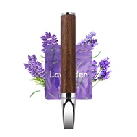Bâtonnet Inhalateur d'Aromathérapie en Bois de Noyer Argenté, Lavande, Débit d'Air Réglable, Embout Plat, Rechargeable, Huile Essentielle, Sommeil et Détente