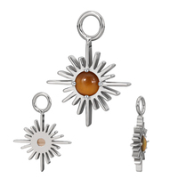 Nouvelle boucle d'oreille ASTM F136 titane soleil avec centre en pierre naturelle avec joint torique Piercing bijoux de corps