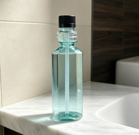 Bouteilles en plastique vert transparentes carrées de 500 ml, flacons vides pour bain de bouche avec compartiment doseur gradué pour soins bucco-dentaires