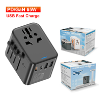 Adaptateur de voyage USB Leishen 2 USB-A et 2 USB-C PD65W à charge rapide intelligente, prises de charge multi-sécurité, adaptateur de voyage