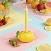 Schattig citroenvormig keramiek kaarsenhouder mini fruit citroen kaarsenstandaard felgele citroen tafeldecoratie