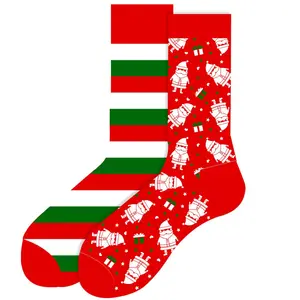 Женские и мужские хлопковые трикотажные рождественские носки