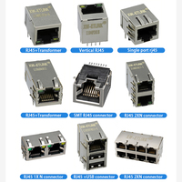 LED 10-Pin RJ45 Ağ Konektörü 100/1000 Base-T 2X1 8P8C Dişi Soket PCB Uygulamaları için