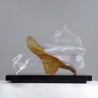 Sculpture en résine transparente en forme de ruban abstrait dynamique, taille personnalisée, ornement d'art d'intérieur haut de gamme
