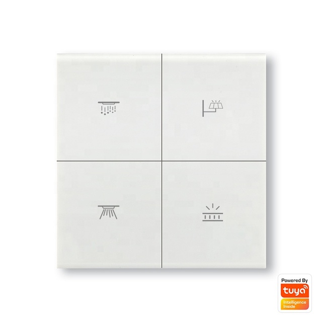 Uk Tuya Smart Zigbee 3.0 Light Switch  PC Button 4 Gang APP Timing Smart Switch Luxury  Wall Button Switch