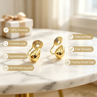 Boucles d'oreilles clips goutte d'eau LuxuryGold pour femmes, invisibles et indolores, style serpentin anti-moustiques, vente directe usine, boucles d'oreilles tendance 2026