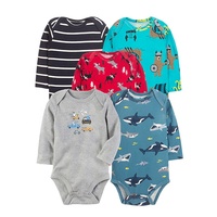 Ensemble de 5 barboteuses à manches longues en coton pour bébés garçons nouveau-nés, de haute qualité, vente en gros
